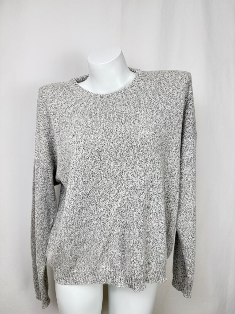 Brandy Melville One Size Womens Grey Marled Knit Crewneck Sweater Cotton Blend